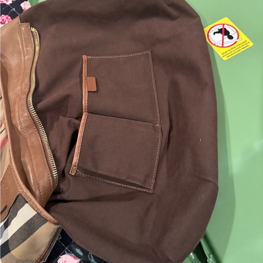 Burberry Tan and Brown Shoulder Bag with Iconic Check Pattern - Picture 15 of 16